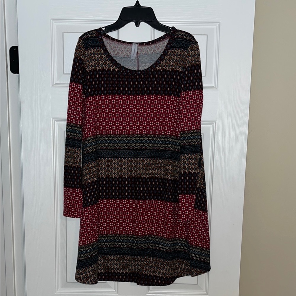 Peppermint Red and Black Bell Sleeve Dress